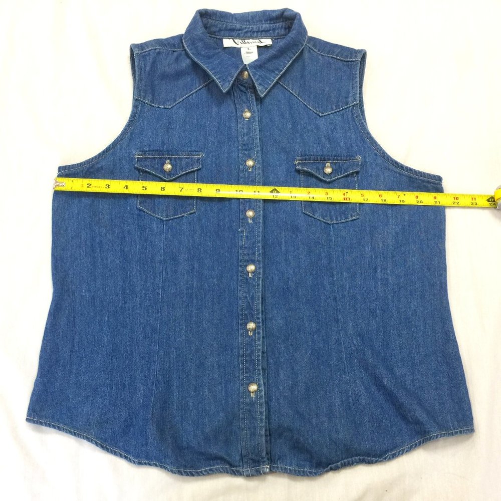 🍎🍎🍎  VILLARREAL WOMENS JEANS SHIRT SLEEVELESS SIZE L 🍎🍎🍎